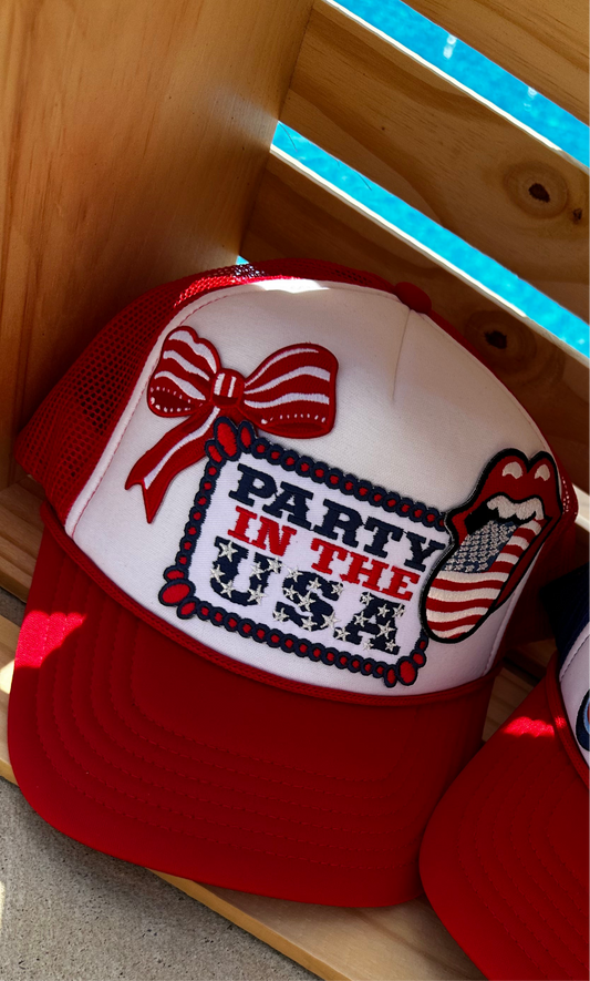 Party in the USA Red Trucker Hat