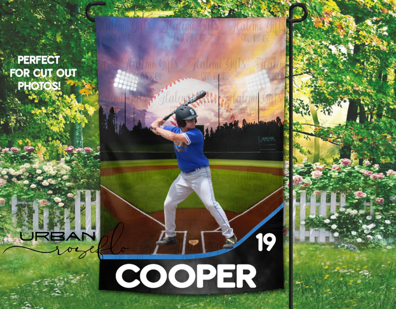 Baseball Player Garden Flag