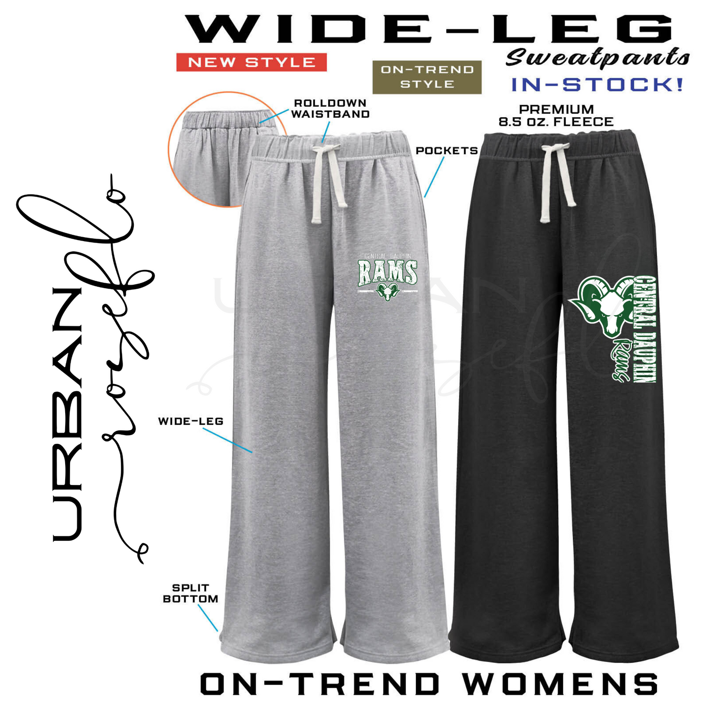 CD Rams Women's Wide Leg Sweatpants