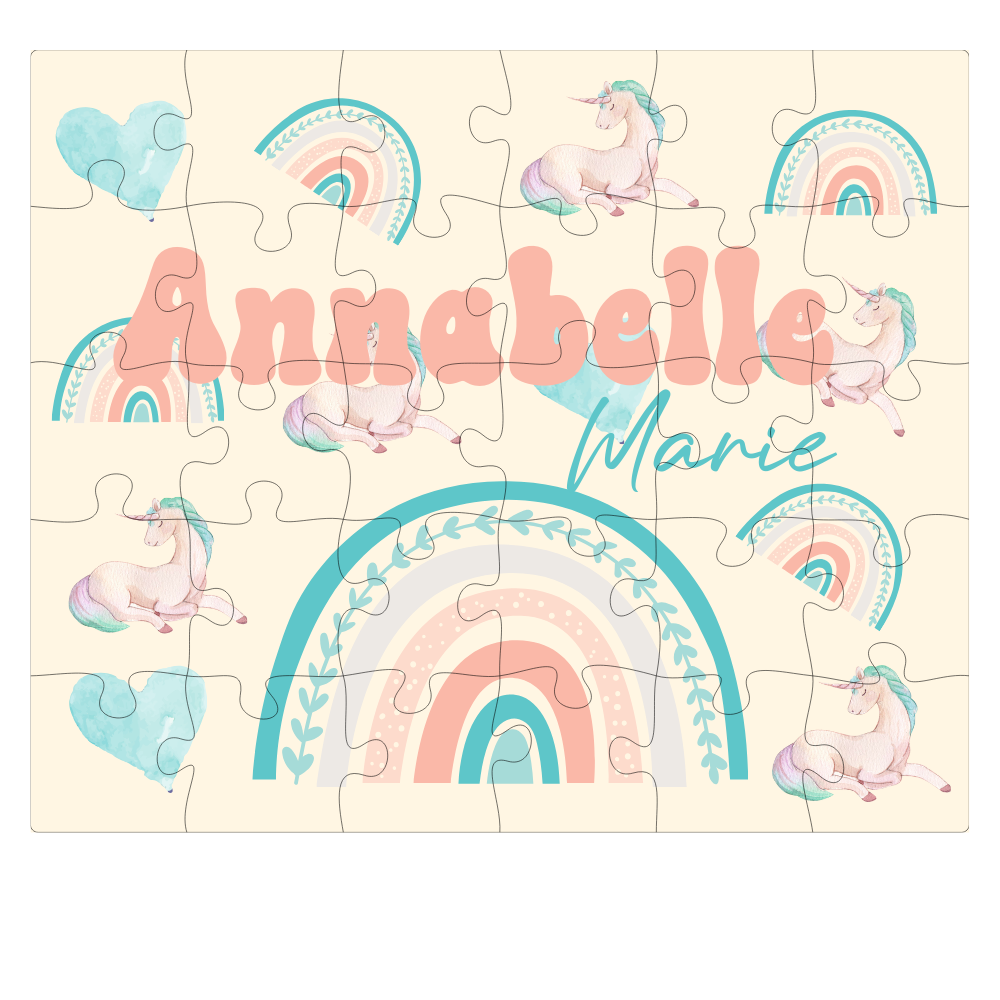 Rainbow & Unicorn Custom Name Puzzle