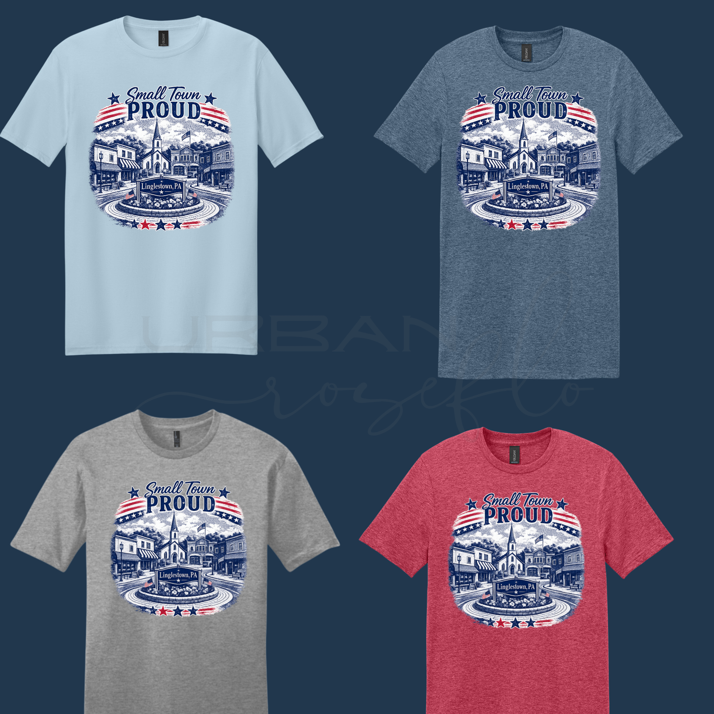 Small Town Proud Linglestown PA Patriotic Graphic Tee