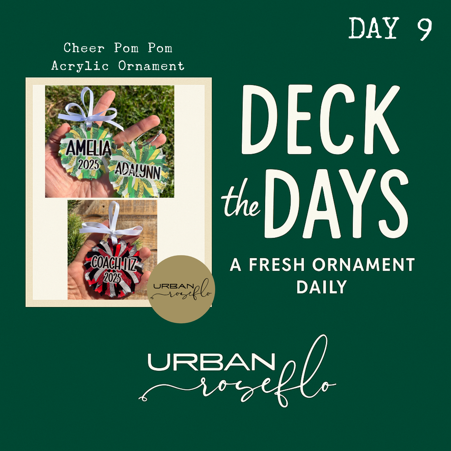 Cheer Pom Pom Acrylic Ornament