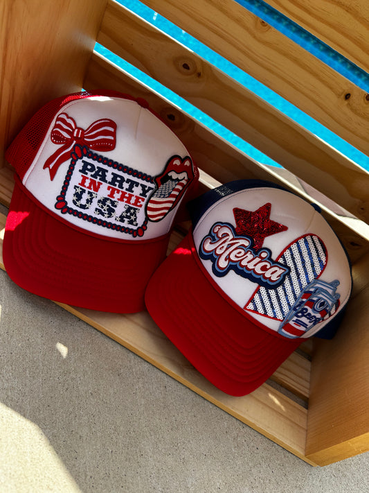 Party in the USA Red Trucker Hat