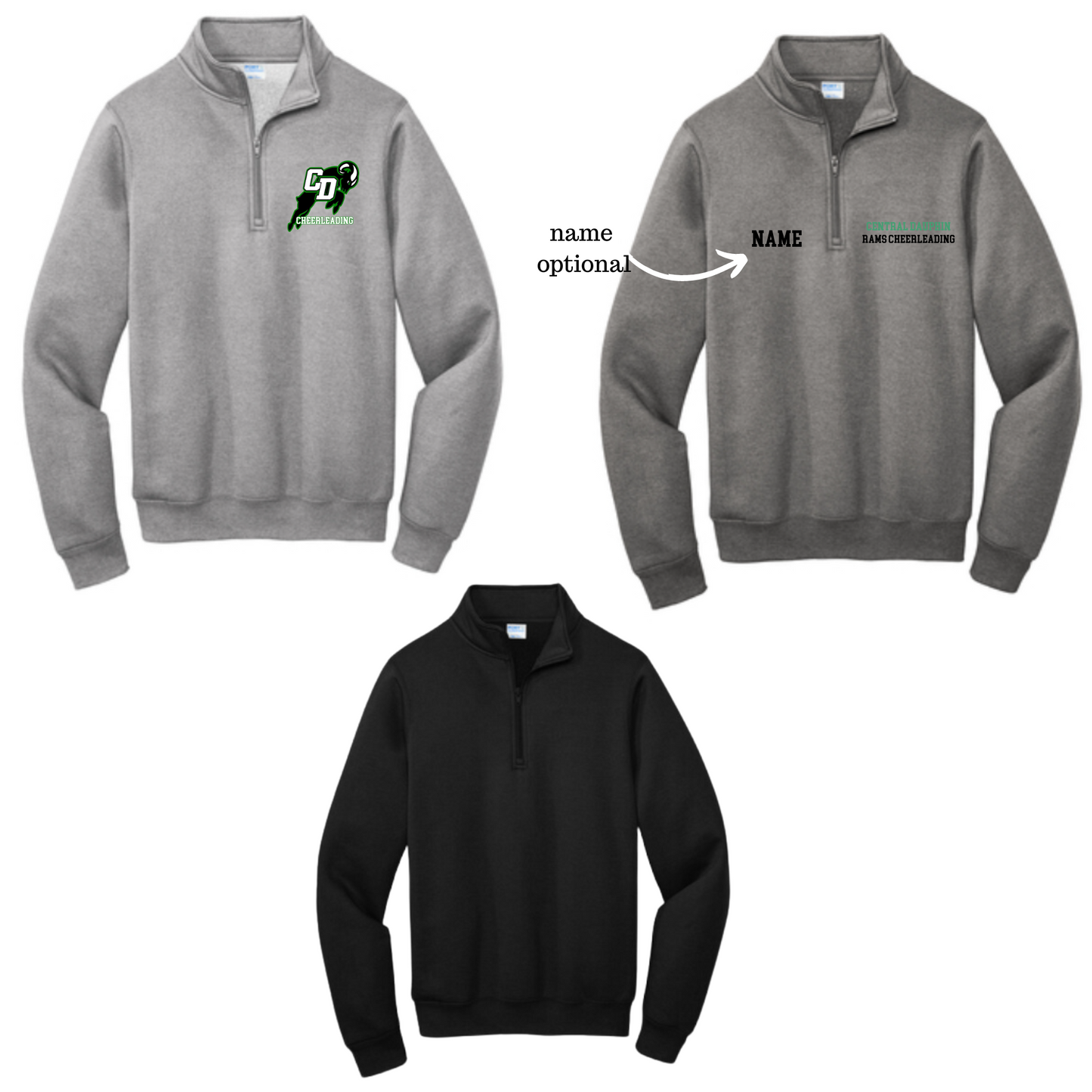 CD Rams Cheer 1/4 Zip Sweatshirt