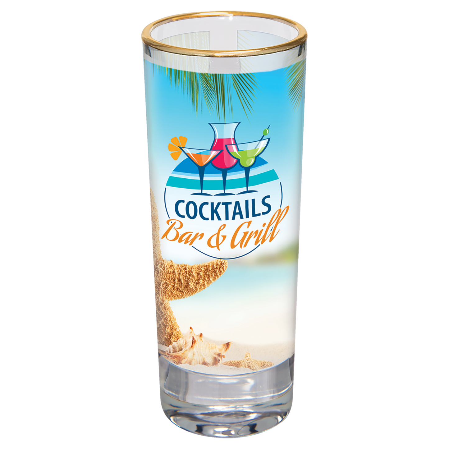 2 1/2 oz. Glass Shooter with Gold Rim