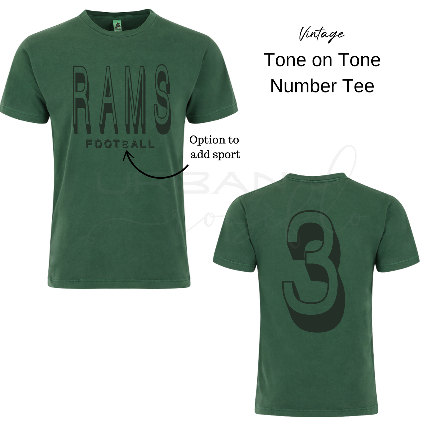 CENTRAL DAUPHIN RAMS Vintage Tone On Tone Number Tee