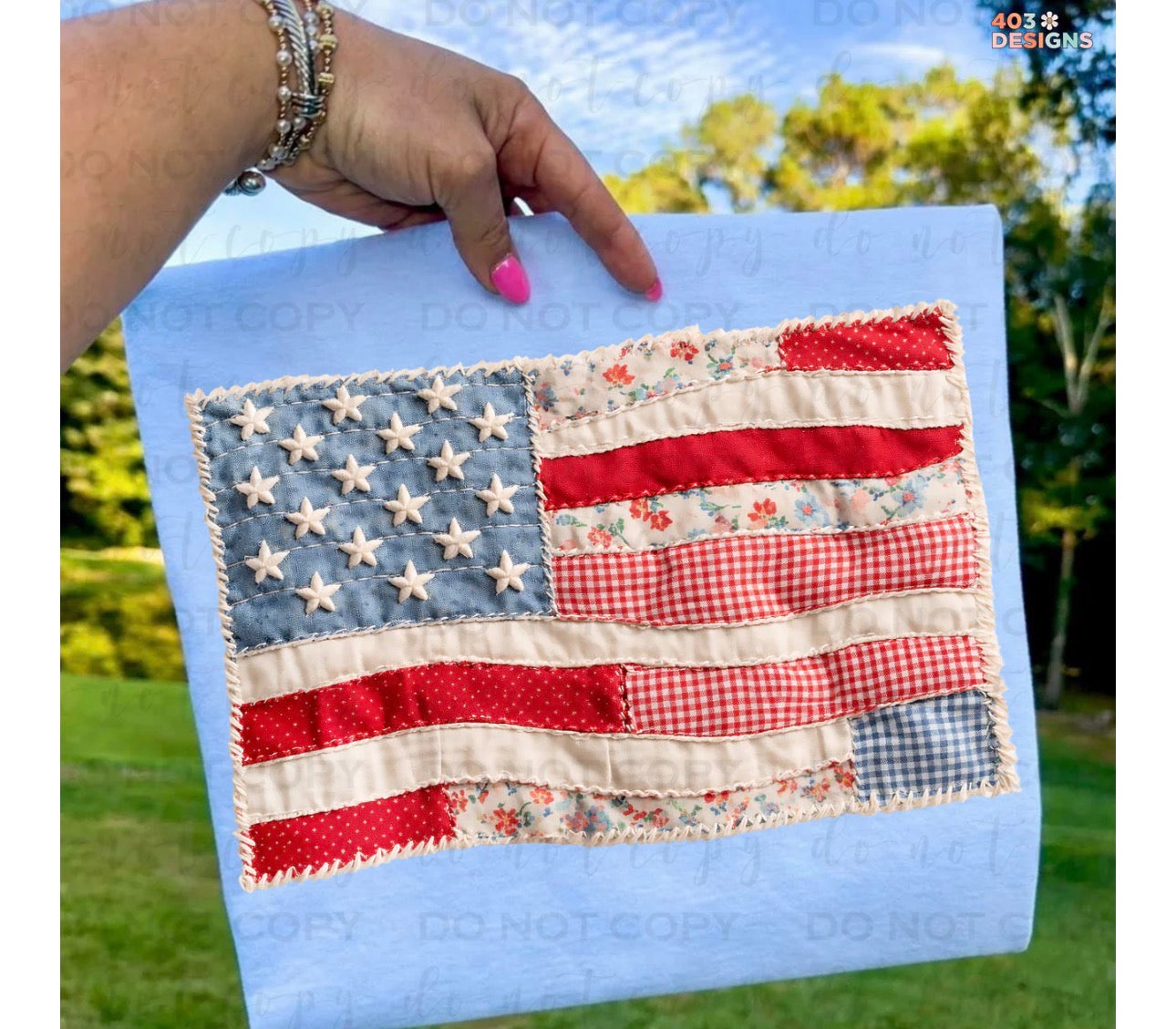Vintage Faux Patchwork American Flag Shirt - NEW
