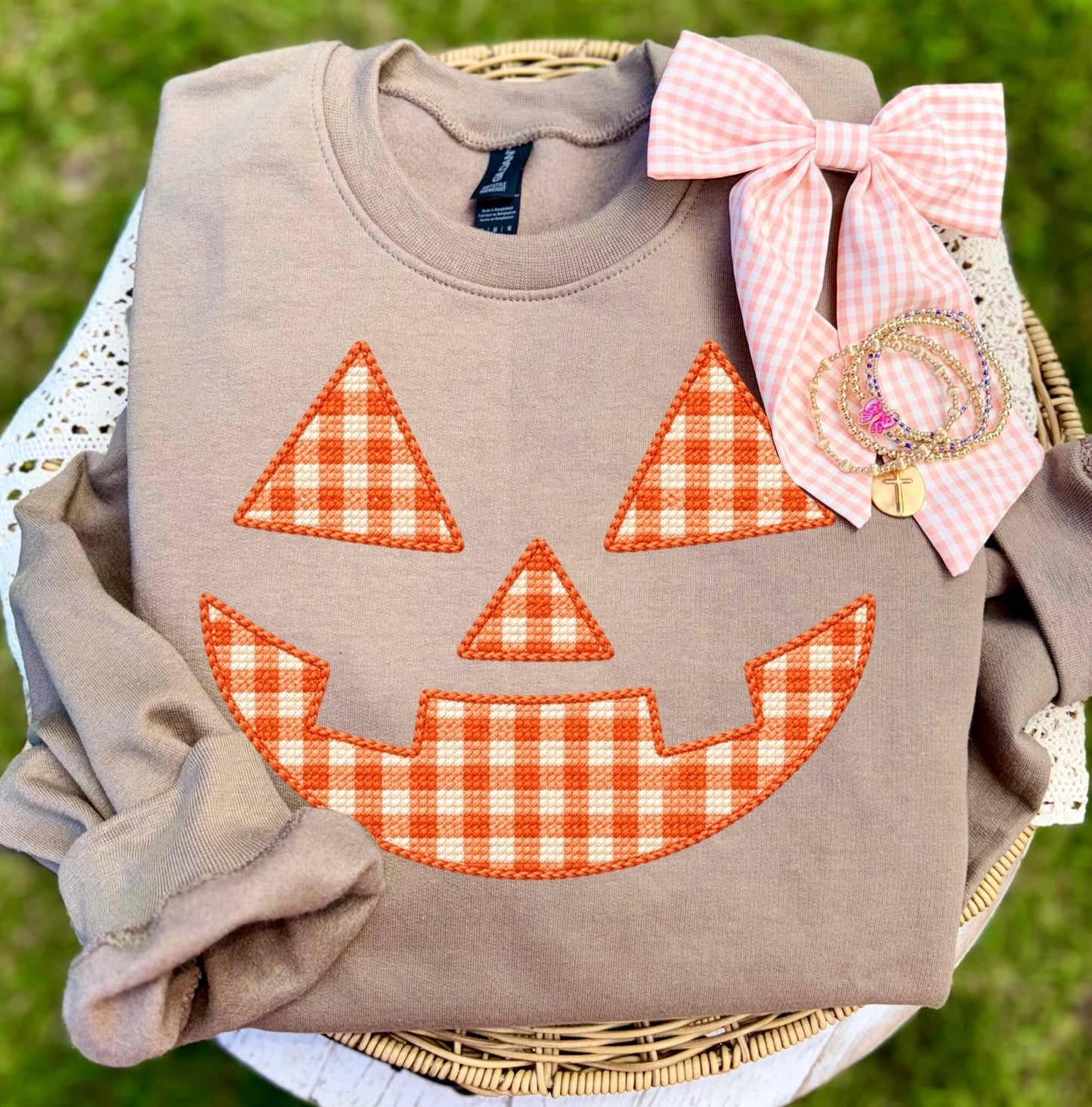 GIngham Pumpkin Face