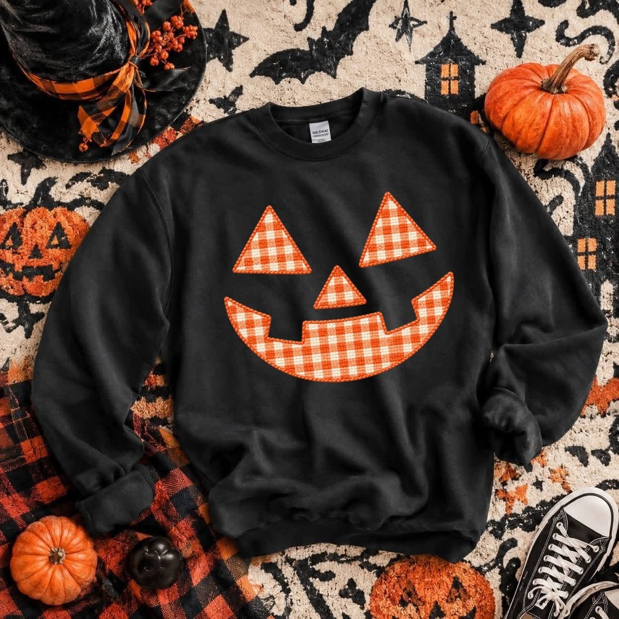 GIngham Pumpkin Face