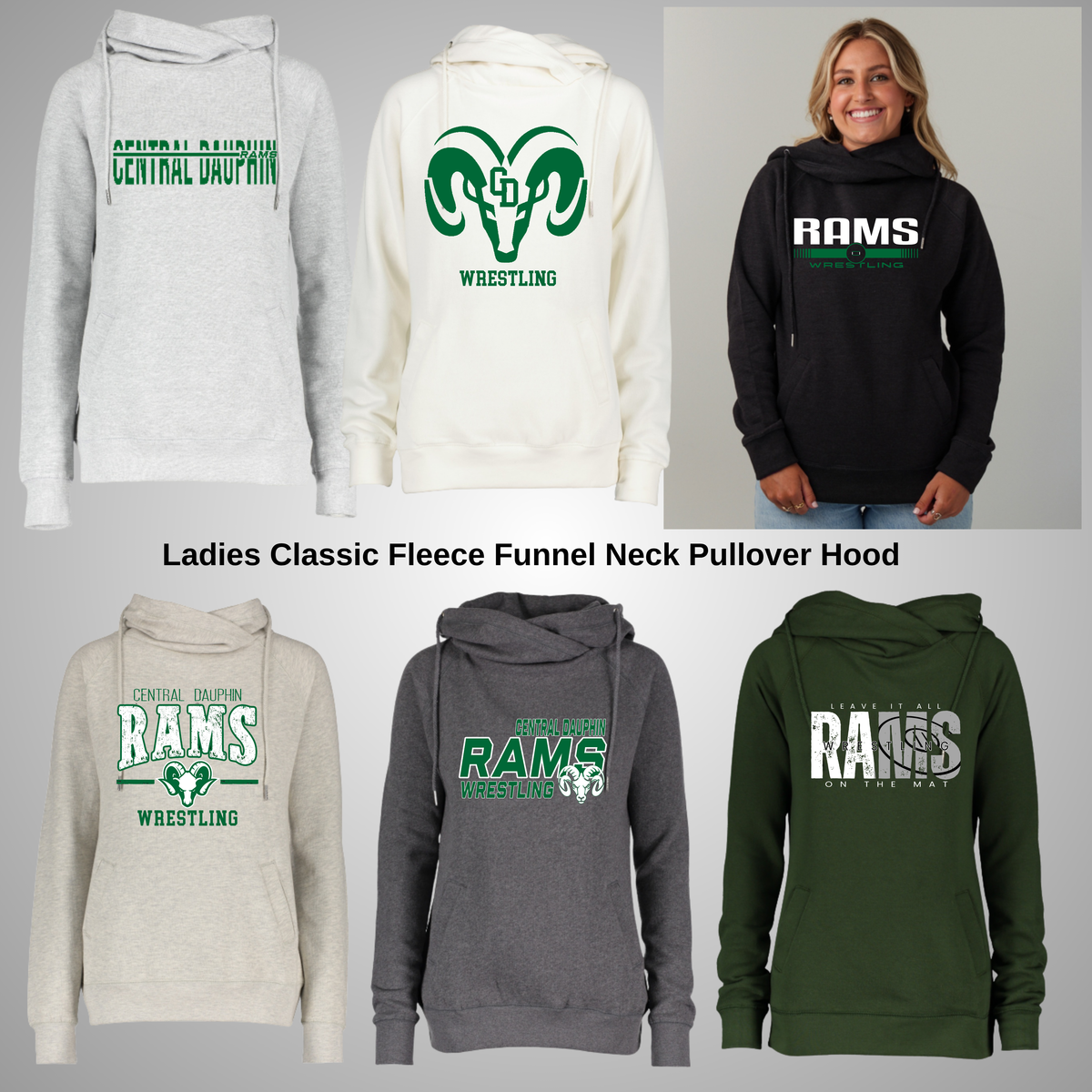 CDBW Ladies Classic Fleece Funnel Neck Pullover Hood