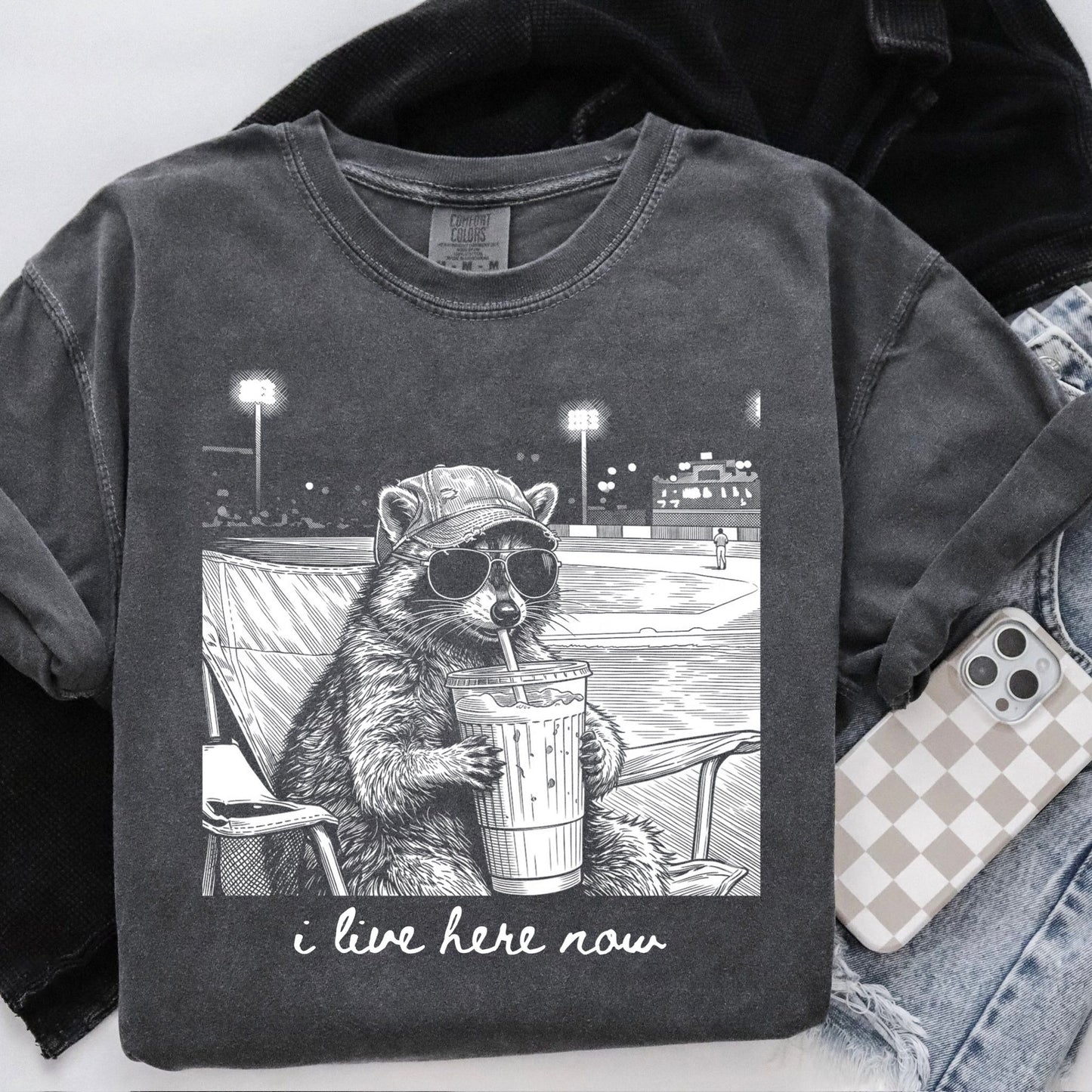 I Live Here Now Racoon Tee