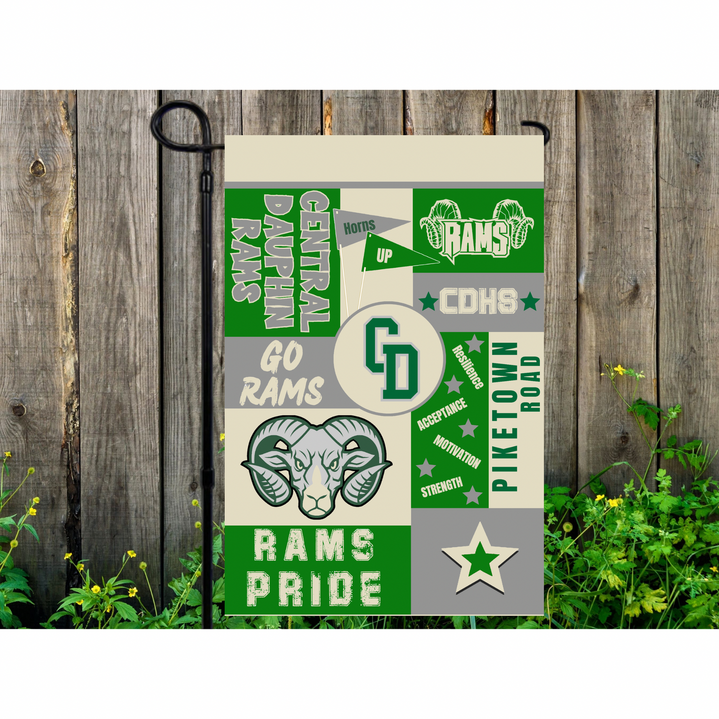 CD Rams Basic Garden Flag