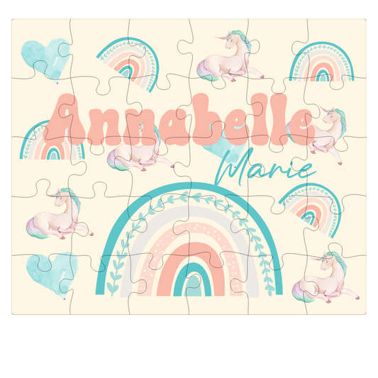 Rainbow & Unicorn Custom Name Puzzle