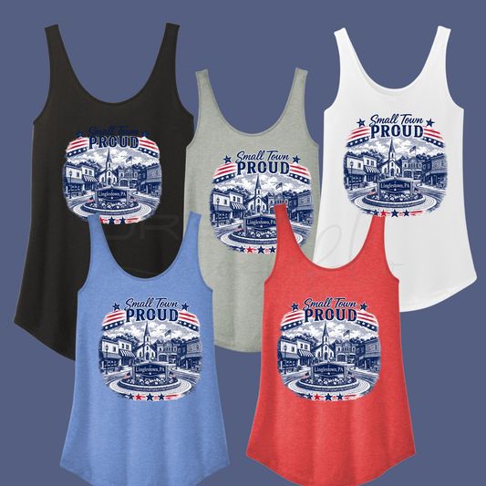 Small Town Proud Linglestown PA Patriotic Graphic Women’s Tank