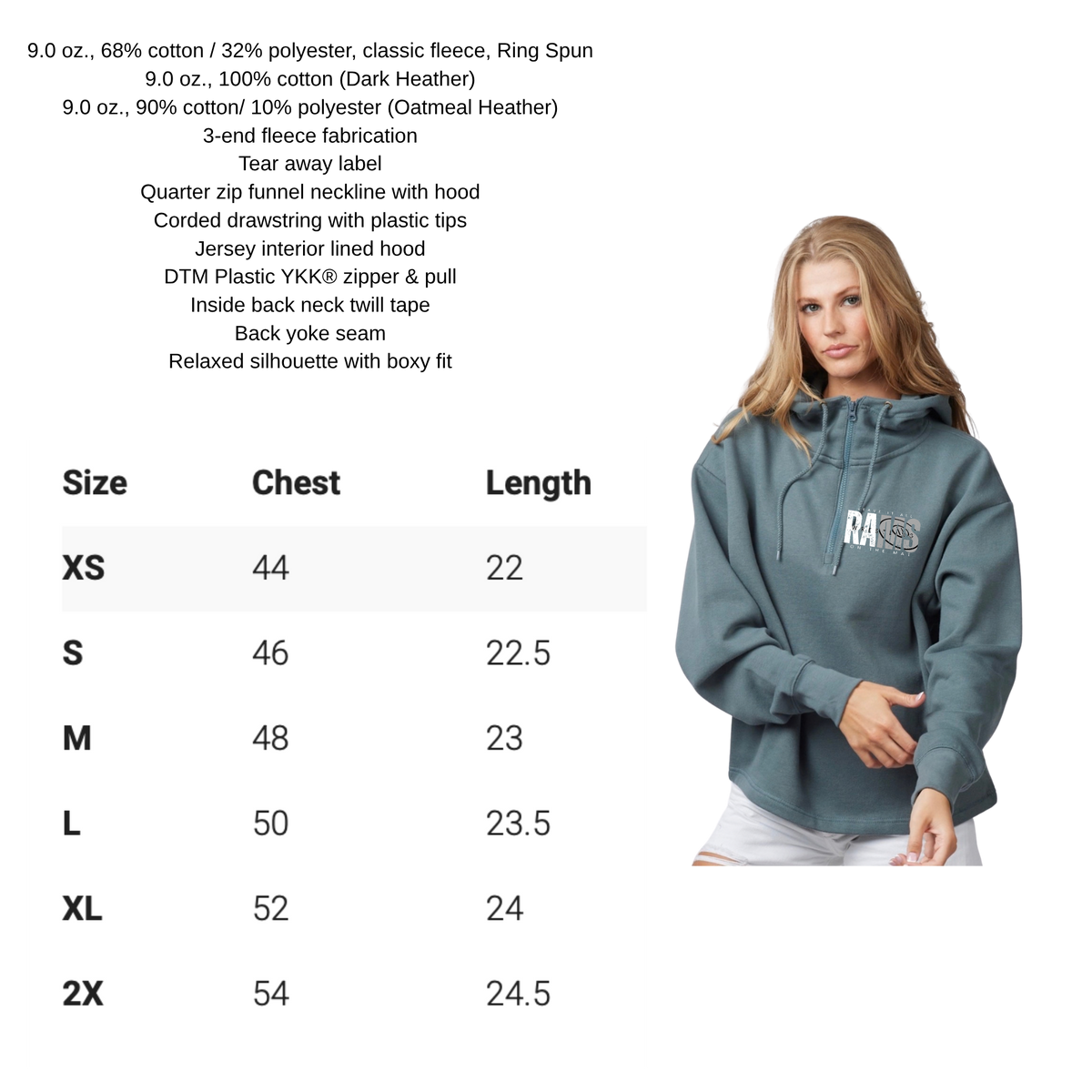 CDBW Ladies Boxy Quarter Zip Hood