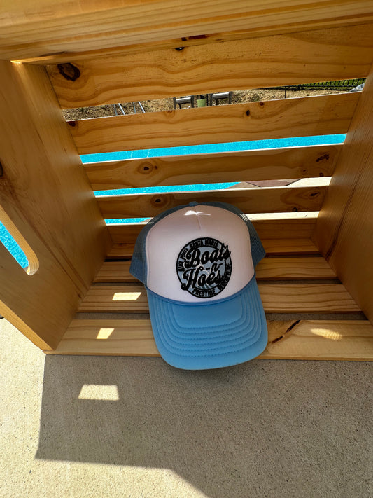 Powder Blue & White Boats n Hoes Trucker Hat
