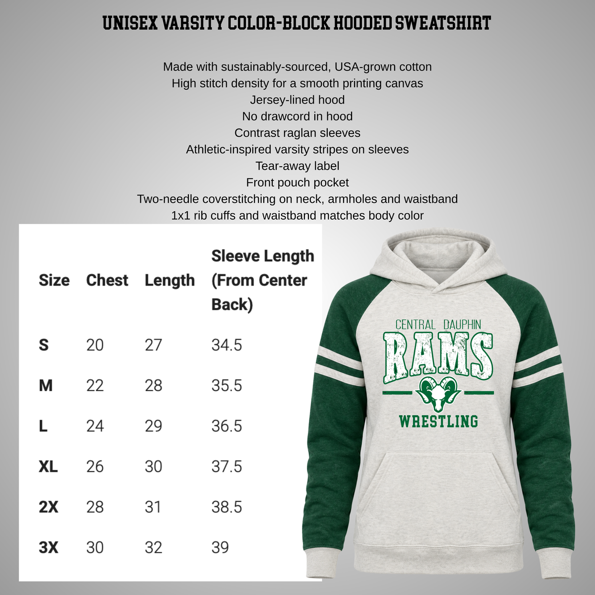 CDBW Unisex NuBlend Varsity Colorblock Hooded Sweatshirt